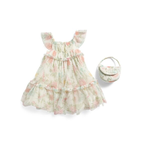 RACHEL ZOE Multi Toddler Girls Ruched Floral Dress With Purse - Picture 1 of 2